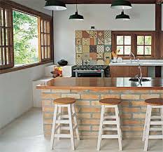 balcão de tijolo maciço, estilo cozinha americana